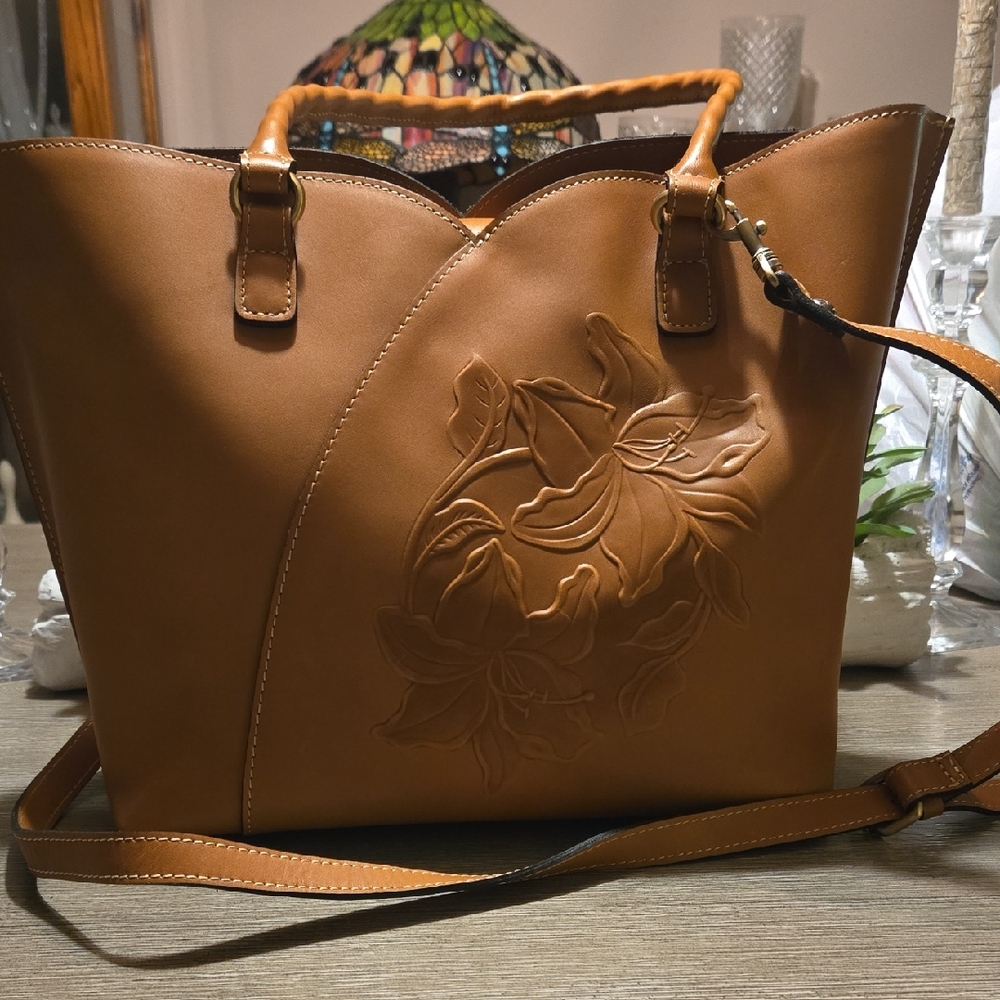 Patricia Nash Tan Floral-Embossed Tote